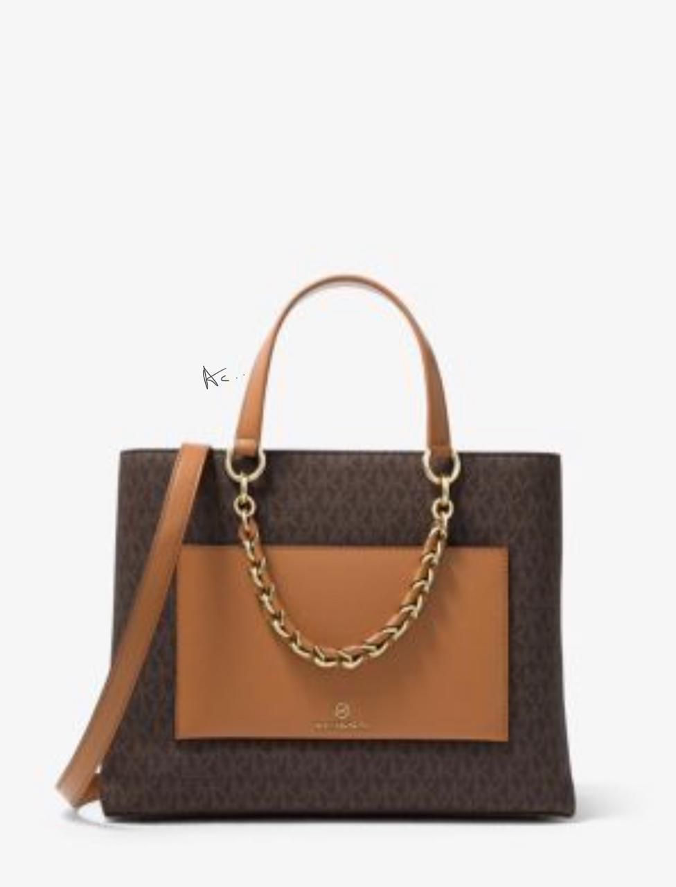 Signature Sophistication: Michael Kors 12A Quality Tote with Long Belt and MK Accessories